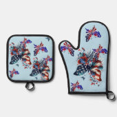 Amerikaanse vlag Butterfly Ovenwant & Pannenlap Set (Voorkant)