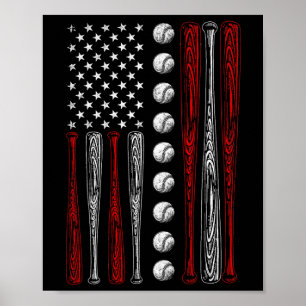 Amerikaanse vlag Bysebyll rood wit blauw 4 juli Poster