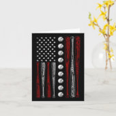 Amerikaanse Vlag Bysebyll Rood Wit Blauw 4e Juli  Kaart (Gele Bloem)