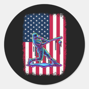Amerikaanse Vlag Bysebyll Speler Byt Patriottische Ronde Sticker