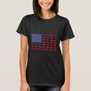 Amerikaanse Vlag Byss Vissen Jongen Jongeren Vrouw T-shirt