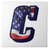 Amerikaanse vlag "C" Grote fotokeramische Tegel Tegeltje (Voorkant)