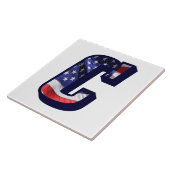 Amerikaanse vlag "C" Grote fotokeramische Tegel Tegeltje (Zijkant)