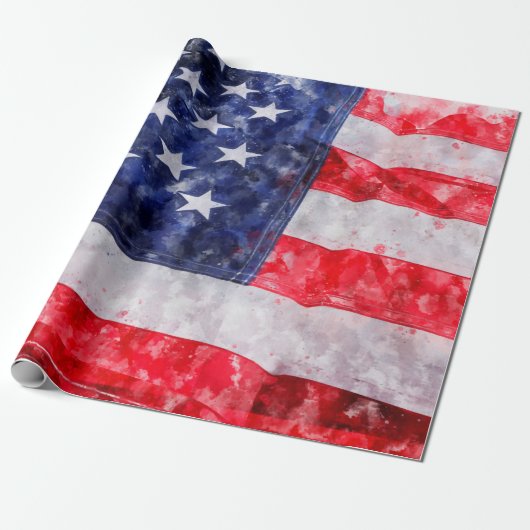 Amerikaanse vlag cadeaupapier (Uitgerold)