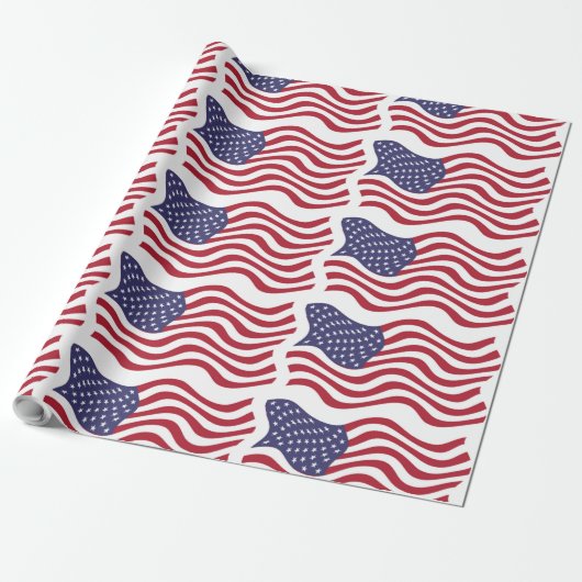 AMERIKAANSE VLAG CADEAUPAPIER (Uitgerold)
