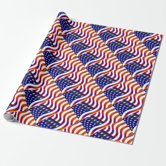 Amerikaanse vlag cadeaupapier (Uitgerold)