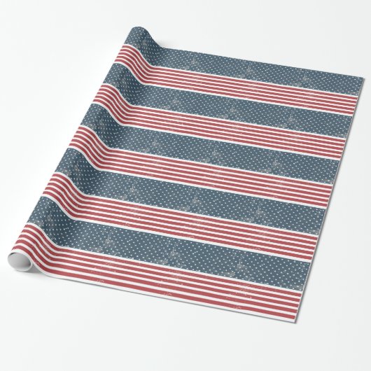 Amerikaanse vlag cadeaupapier (Uitgerold)