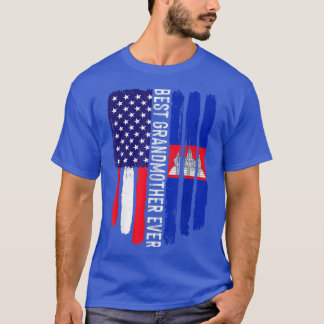 Amerikaanse vlag & Cambodja vlag Beste grootmoeder T-shirt