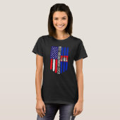 Amerikaanse vlag & Cambodja vlag Beste grootmoeder T-shirt (Voorkant volledig)