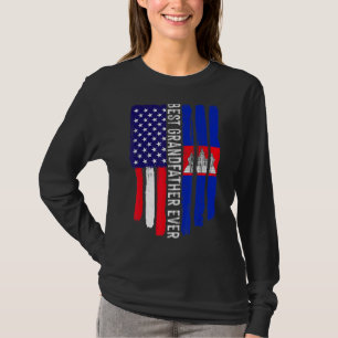 Amerikaanse vlag & Cambodja vlag beste grootvader T-shirt
