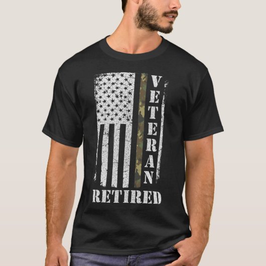 Amerikaanse vlag Camo Trots US Army Veteran Gepens T-shirt (Voorkant)
