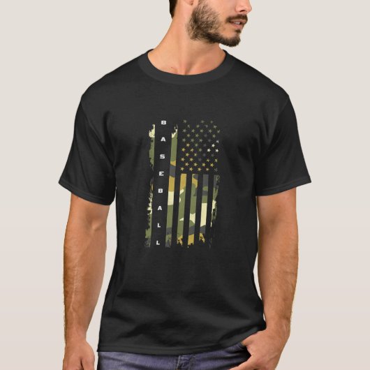 Amerikaanse vlag Camouflage Baseball T-shirt (Voorkant)