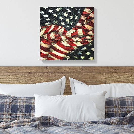 Amerikaanse vlag-Camouflage door Shirley Taylor Canvas Afdruk (Insitu (Slaapkamer))