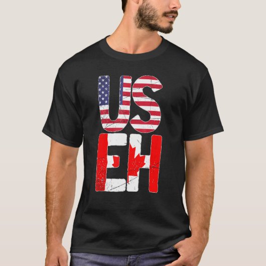 Amerikaanse vlag Canada Maple Leaf Useh Canada T-shirt (Voorkant)