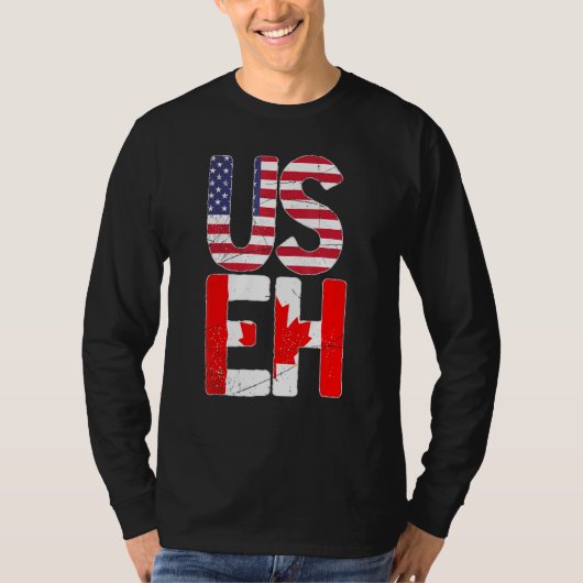 Amerikaanse vlag Canada Maple Leaf Useh Canada T-shirt (Voorkant)