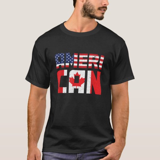 Amerikaanse vlag Canadese Amerikaanse Pride Canade T-shirt (Voorkant)