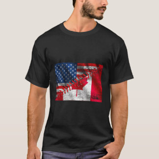 Amerikaanse vlag Canadese vlag Maple Leaf Amerikaa T-shirt
