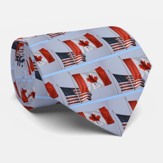 AMERIKAANSE VLAG/CANADIAANSE VLAG STROPDAS (Opgerold)