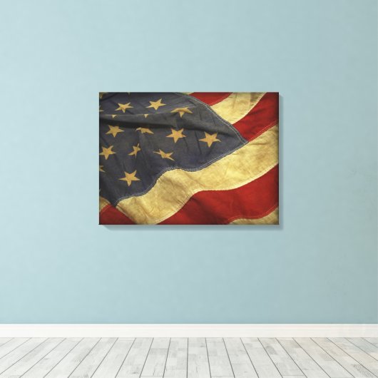 Amerikaanse vlag canvas afdruk (Insitu (Houten vloer))