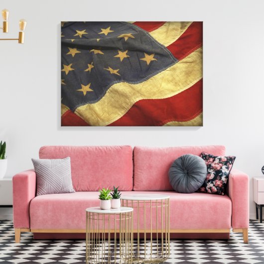 Amerikaanse vlag canvas afdruk (Insitu (Woonkamer))