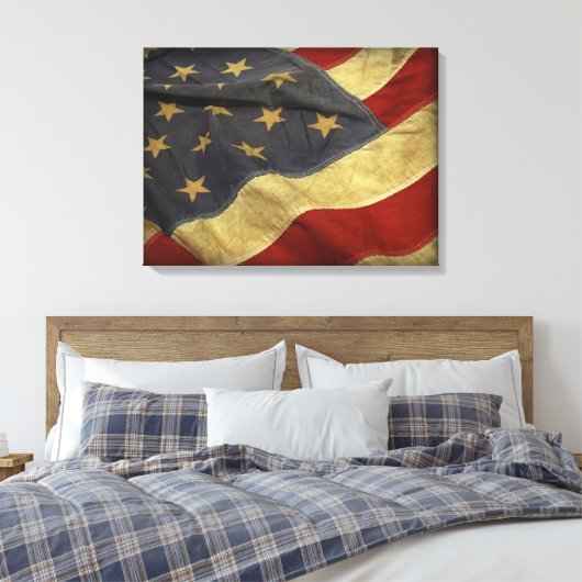 Amerikaanse vlag canvas afdruk (Insitu (Slaapkamer))