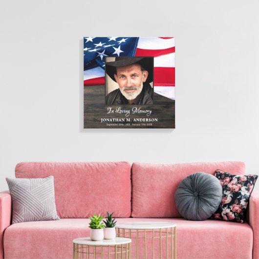 Amerikaanse vlag canvas afdruk (Insitu (Woonkamer))