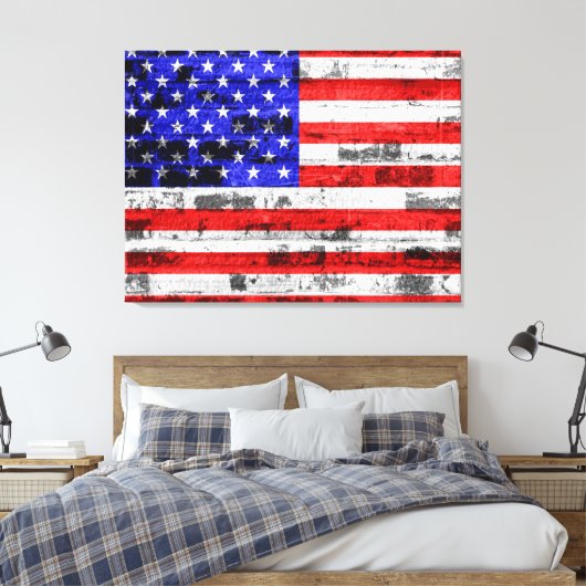 Amerikaanse vlag canvas afdruk (Insitu (Slaapkamer))