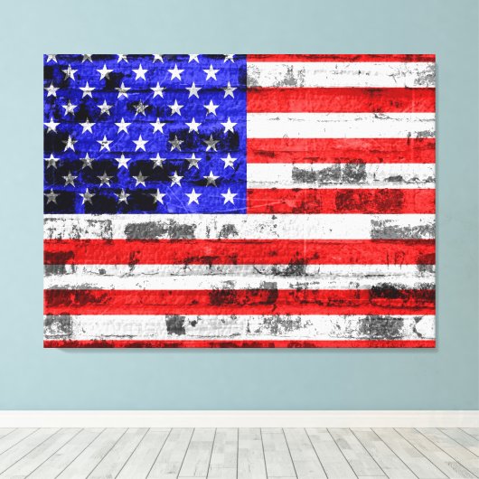 Amerikaanse vlag canvas afdruk (Insitu (Houten vloer))