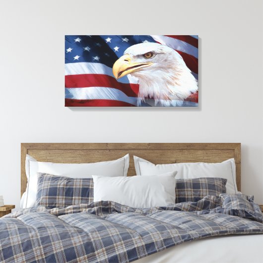 Amerikaanse vlag canvas afdruk (Insitu (Slaapkamer))
