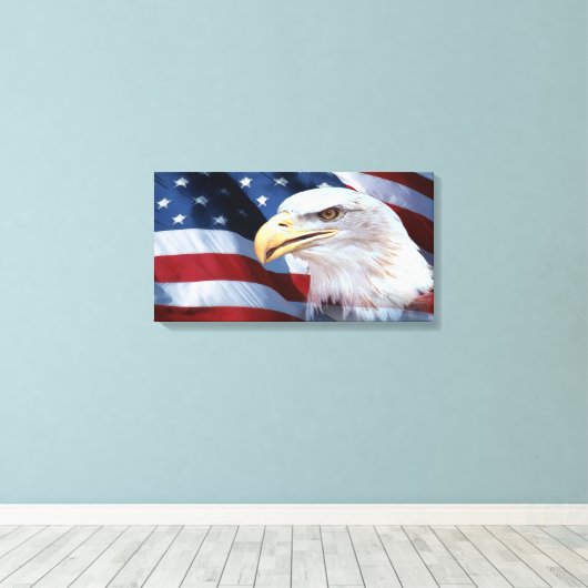 Amerikaanse vlag canvas afdruk (Insitu (Houten vloer))