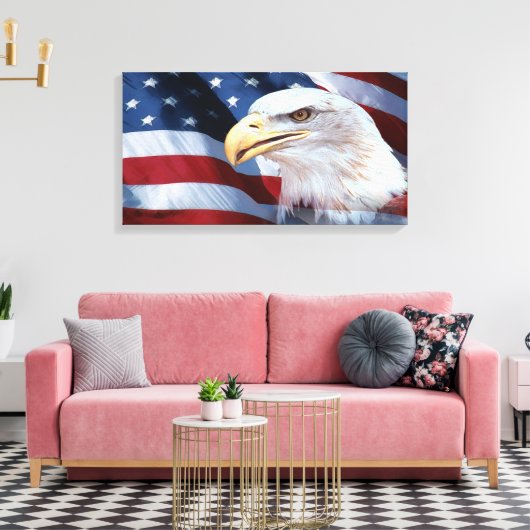 Amerikaanse vlag canvas afdruk (Insitu (Woonkamer))