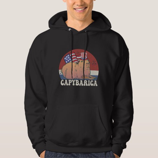 Amerikaanse vlag Capybara Lover Capybarica 4th Hoodie (Voorkant)