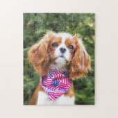 Amerikaanse vlag Cavalier King Charles Spaniel Pup Legpuzzel (Verticaal)