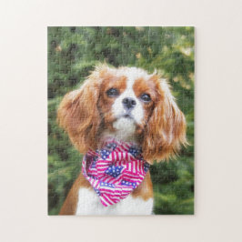 Amerikaanse Vlag Cavalier King Charles Spaniel Pup Legpuzzel