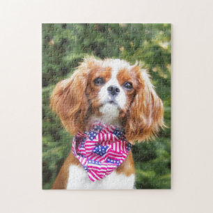 Amerikaanse vlag Cavalier King Charles Spaniel Pup Legpuzzel