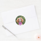 Amerikaanse vlag Cavalier King Charles Spaniel Pup Ronde Sticker (Envelop)