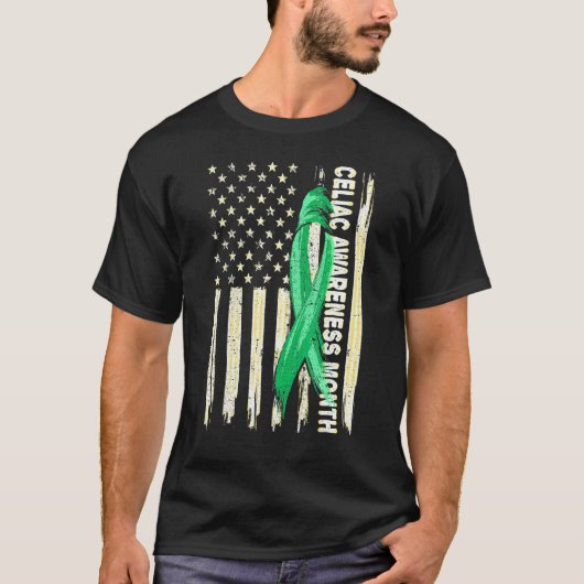 Amerikaanse vlag cellolint voor kankerbestrijding t-shirt (Voorkant)