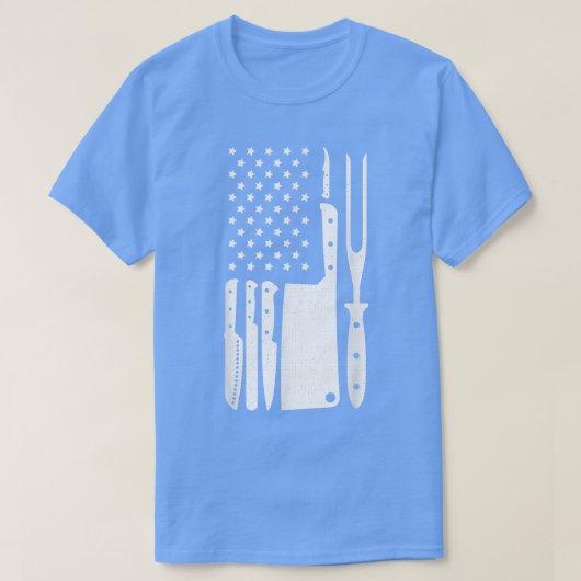 Amerikaanse vlag Chef Cool Knife set Butcher Cooki T-shirt (Design voorkant)