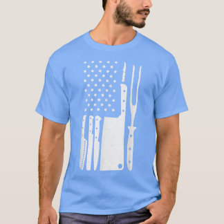 Amerikaanse vlag Chef Cool Knife set Butcher Cooki T-shirt