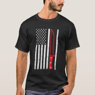 Amerikaanse vlag Chef's Knife Koken T-shirt