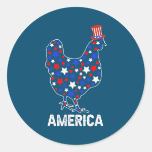 Amerikaanse vlag Chicken Lover op 4 juli Ronde Sticker