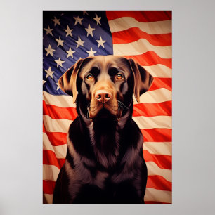 Amerikaanse vlag chocolade labrador poster