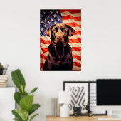 Amerikaanse vlag chocolade labrador poster (Thuiskantoor)
