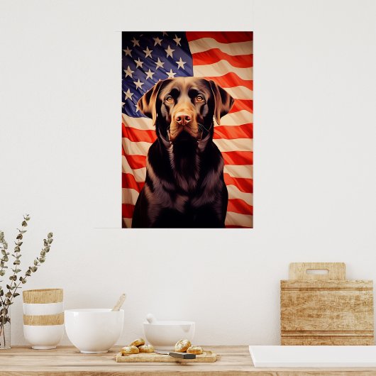 Amerikaanse vlag chocolade labrador poster (Keuken)