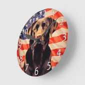 Amerikaanse vlag chocolade labrador ronde klok (Hoek)