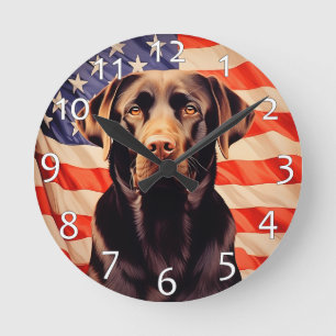 Amerikaanse vlag chocolade labrador ronde klok