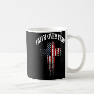 Amerikaanse Vlag Christelijk Kruis Geloof Over Ang Koffiemok