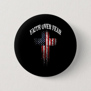 Amerikaanse Vlag Christelijk Kruis Geloof Over Ang Ronde Button 5,7 Cm