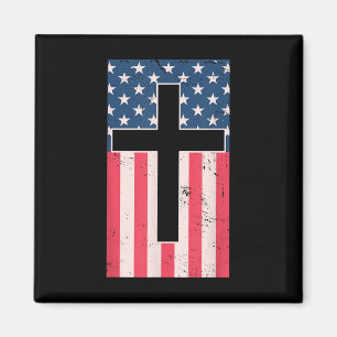 Amerikaanse Vlag Christelijk Kruis Geloof Patrioti Magneet
