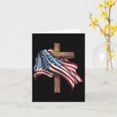 Amerikaanse vlag Christelijk Kruis Jezus 4 juli Kaart (Gele Bloem)